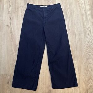 Frank & Eileen Navy Pants Womens 4 Wexford Wide Leg Weekend Flax Quiet Luxury
